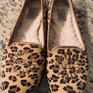 UGG Women's Tan Leopard Print Loafers - Women Size 8.5